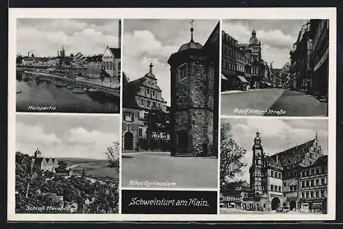 AK Schweinfurt am Main, Mainpartie, Strasse, Rathaus