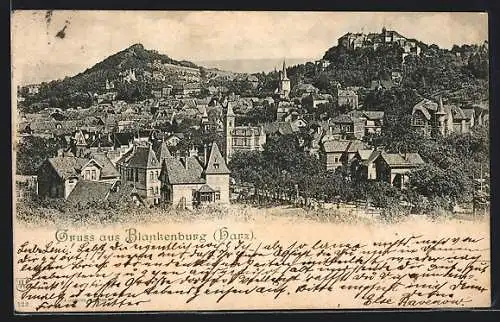 AK Blankenburg /Harz, Ortsansicht aus der Vogelschau