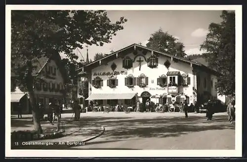 AK Oberammergau, Am Dorfplatz, Hotel und Gasthof Alte Post, Bes. Anton Preisinger
