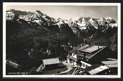 AK Eckbauer, Gasthof Eckbauer mit Bergpanorama