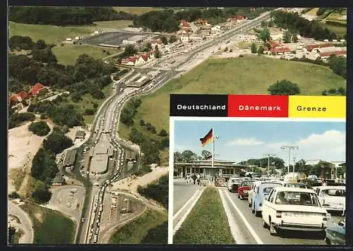 AK Wassersleben /Krusau, Autos am Grenzübergang E3, Deutschland - Dänemark