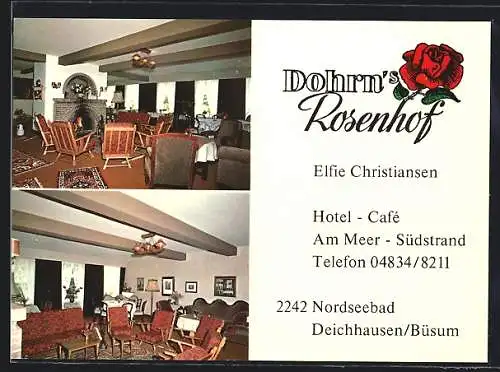 AK Deichhausen /Büsum, Dohrn`s Rosenhof, Hotel und Cafe, Am Meer - Südstrand