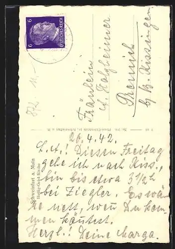 AK Schweinfurt a. Main, An der Heilig-Geist-Kirche