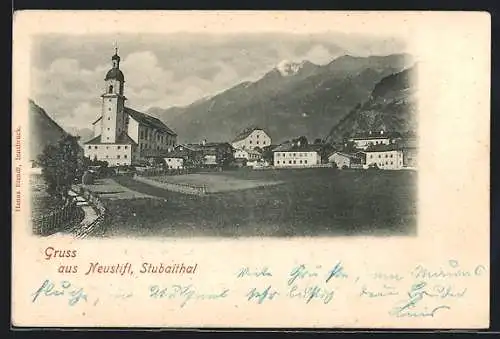 AK Neustift /Stubaithal, Ortspartie mit Kirche