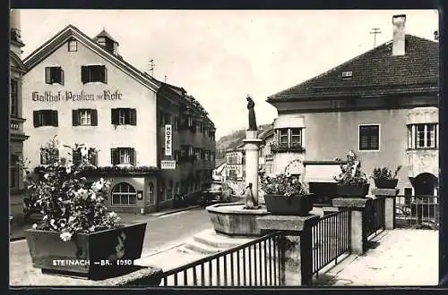 AK Steinach, Gasthof und Pension Zur Rose mit Brunnen