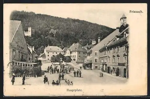 AK Friesach, Hauptplatz mit Geschäften