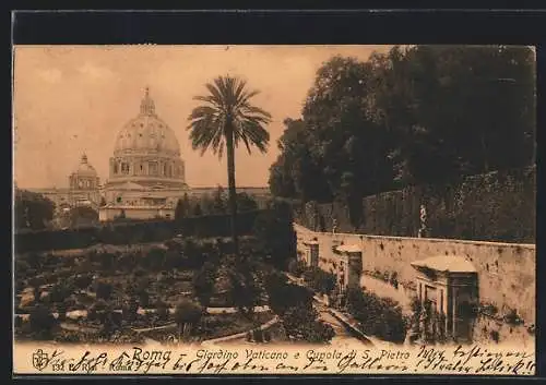 AK Roma, Giardino Vaticano e Cupola di S. Pietro