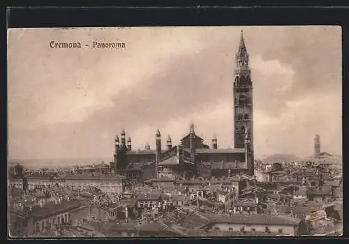 AK Cremona, Panorama mit Kirche