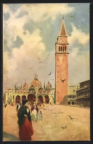 Künstler-AK Venezia, Piazza S. Marco
