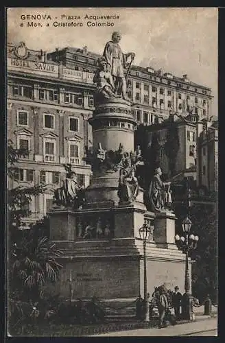 AK Genova, Piazza Acquaverde e Mon. a Cristoforo Colombo