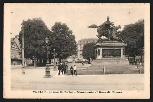 AK Torino, Piazza Solferino, Monumento al Duca di Genova
