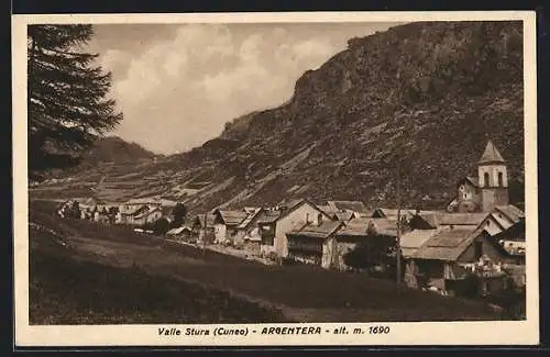 AK Argentera /Valle Stura, Ortsansicht mit kleiner Kirche