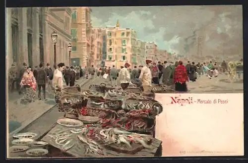Künstler-AK Napoli, Mercato di Pesci