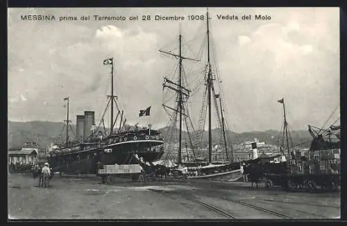 AK Messina, prima del Terremoto del 28 Dicembre 1908, veduta del Molo