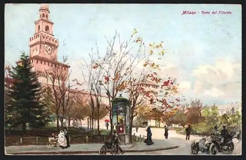 AK Milano, Torre del Filarete, Reklame für Serravallo