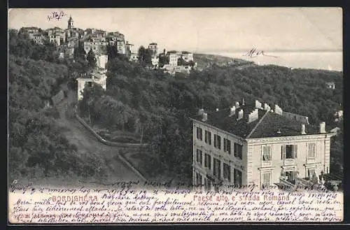 AK Bordighera, Paese alto e strada Romana