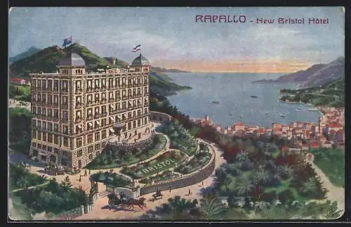 Künstler-AK Rapallo, New Bristol Hotel