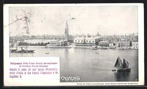 AK Venedig, Gesamtansicht, Segelboot