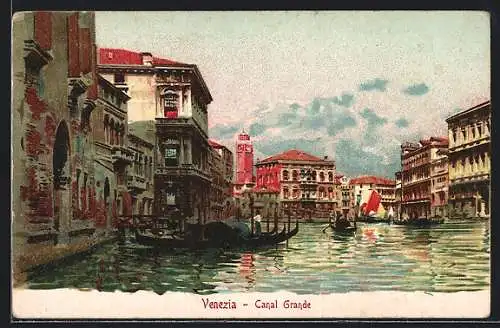 AK Venezia, Gondeln auf dem Canal Grande