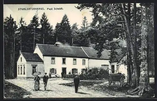AK Scheidt / Saarbrücken, Gaststätte Stuhlsatzenhaus mit Strasse, Kutsche
