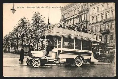 AK Berlin, Automobil-Omnibus Unter den Linden