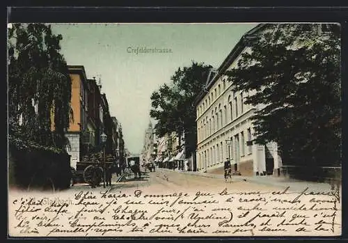 AK Mönchengladbach, Partie in der Crefelderstrasse, Wagen, Radfahrer