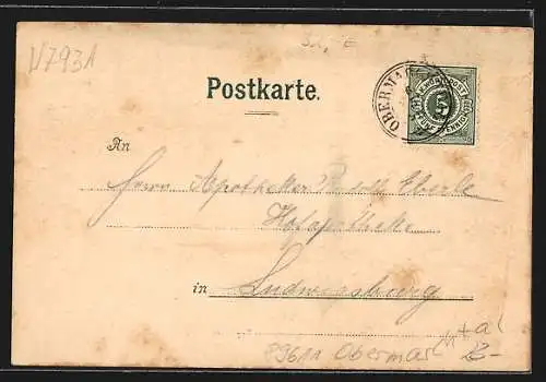 Lithographie Obermarchtal, Teilansicht, Kloster, Ortspartie