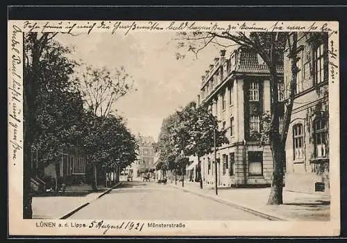 AK Lünen a. d. Lippe, Blick in die Münsterstrasse im Sommer