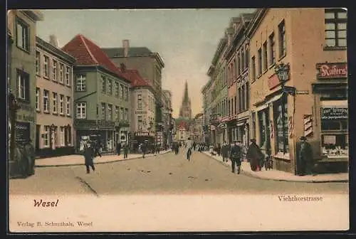 AK Wesel / Rhein, Viehtorstrasse mit Geschäften