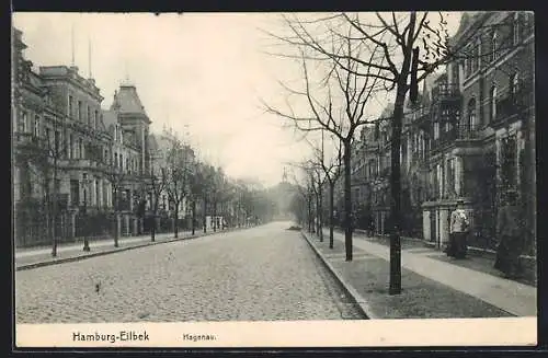 AK Hamburg-Eilbek, Hagenaustrasse mit zwei Frauen