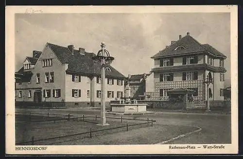 AK Hennigsdorf, Rathenau-Platz Ecke Watt-Strasse