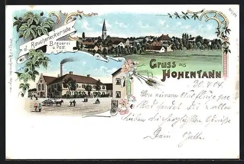 Lithographie Hohentann, Brauerei und Post Rauchenecker