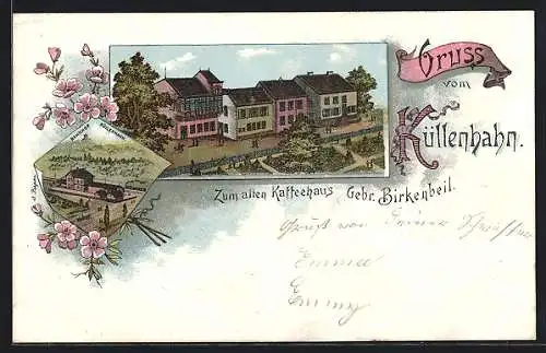 Lithographie Küllenhahn, Gasthaus zum alten Kaffeehaus, Bahnhof