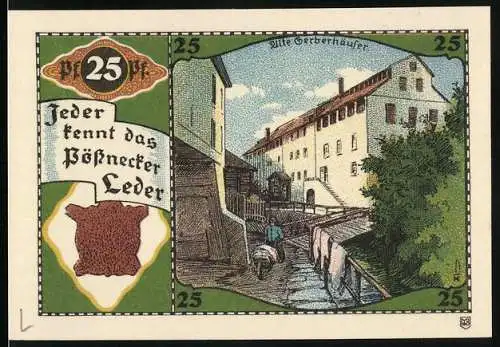 Notgeld Pössneck, 25 Pfennig, Alte Gerberhäuser