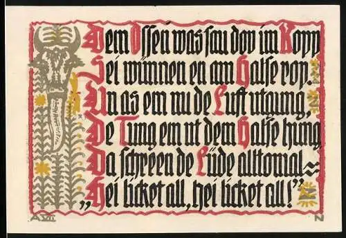 Notgeld Schöppenstedt 1921, 50 Pfennig, Ossen-Gedicht, Ortspartie