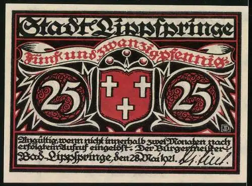 Notgeld Bad Lippspringe 1921, Bauer mit Pferdegespann