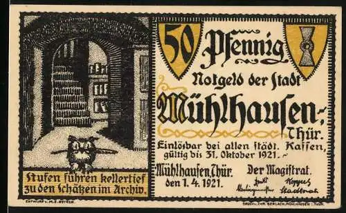 Notgeld Mühlhausen /Thür. 1921, 50 Pfennig, Schreiben Tillys an den Rat von Mühlhausen