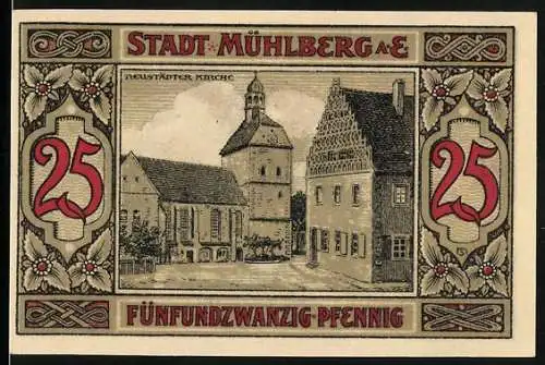 Notgeld Mühlberg a. E. 1921, 25 Pfennig, Die Neustädter Kirche
