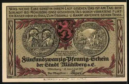 Notgeld Mühlberg a. E. 1921, 25 Pfennig, Die Neustädter Kirche