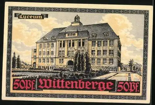 Notgeld Wittenberge, 50 Pfennig, Wappen, Lyceum