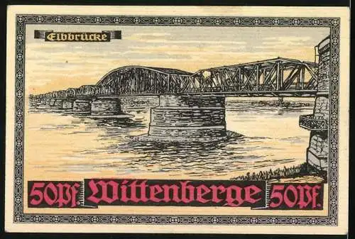 Notgeld Wittenberge, 50 Pfennig, Wappen, Elbbrücke