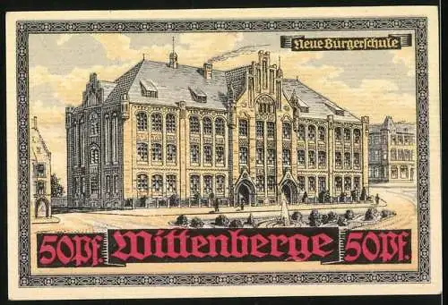 Notgeld Wittenberge, 50 Pfennig, Wappen, Neue Bürgerschule