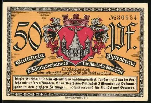 Notgeld Wittenberge, 50 Pfennig, Wappen, Städt. Realgymnasium
