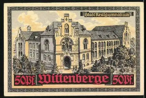 Notgeld Wittenberge, 50 Pfennig, Wappen, Städt. Realgymnasium