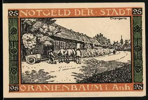 Notgeld Oranienbaum i. Anh. 1922, 25 Pfennig, Orangerie
