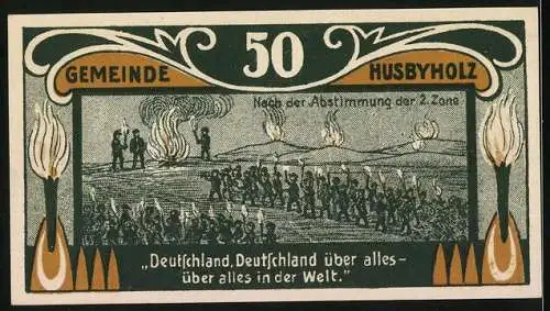 Notgeld Husbyholz 1921, 50 Pfennig, Gemeindehaus