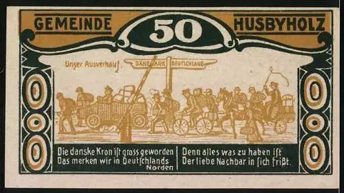 Notgeld Husbyholz 1921, 50 Pfennig, Partie im Dorf