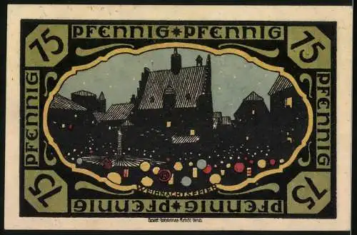 Notgeld Pössneck, 75 Pfennig, Weihnachtsfeier, Wappen