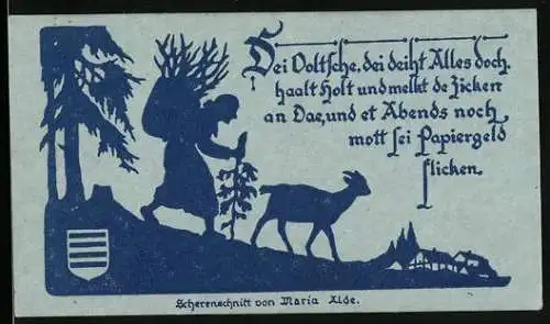 Notgeld Nöschenrode 1921, 25 Pfennig, Holzsammlerin
