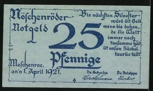 Notgeld Nöschenrode 1921, 25 Pfennig, Holzsammlerin